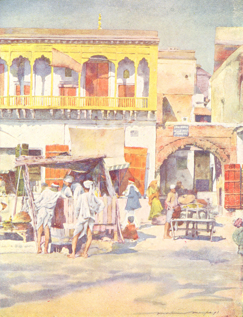 INDIA. A bazaar, Delhi 1905 old antique vintage print picture